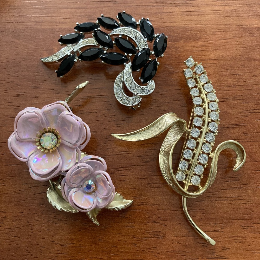 Elegant Sarah Coventry Brooch Set Floral Natural Shapes
